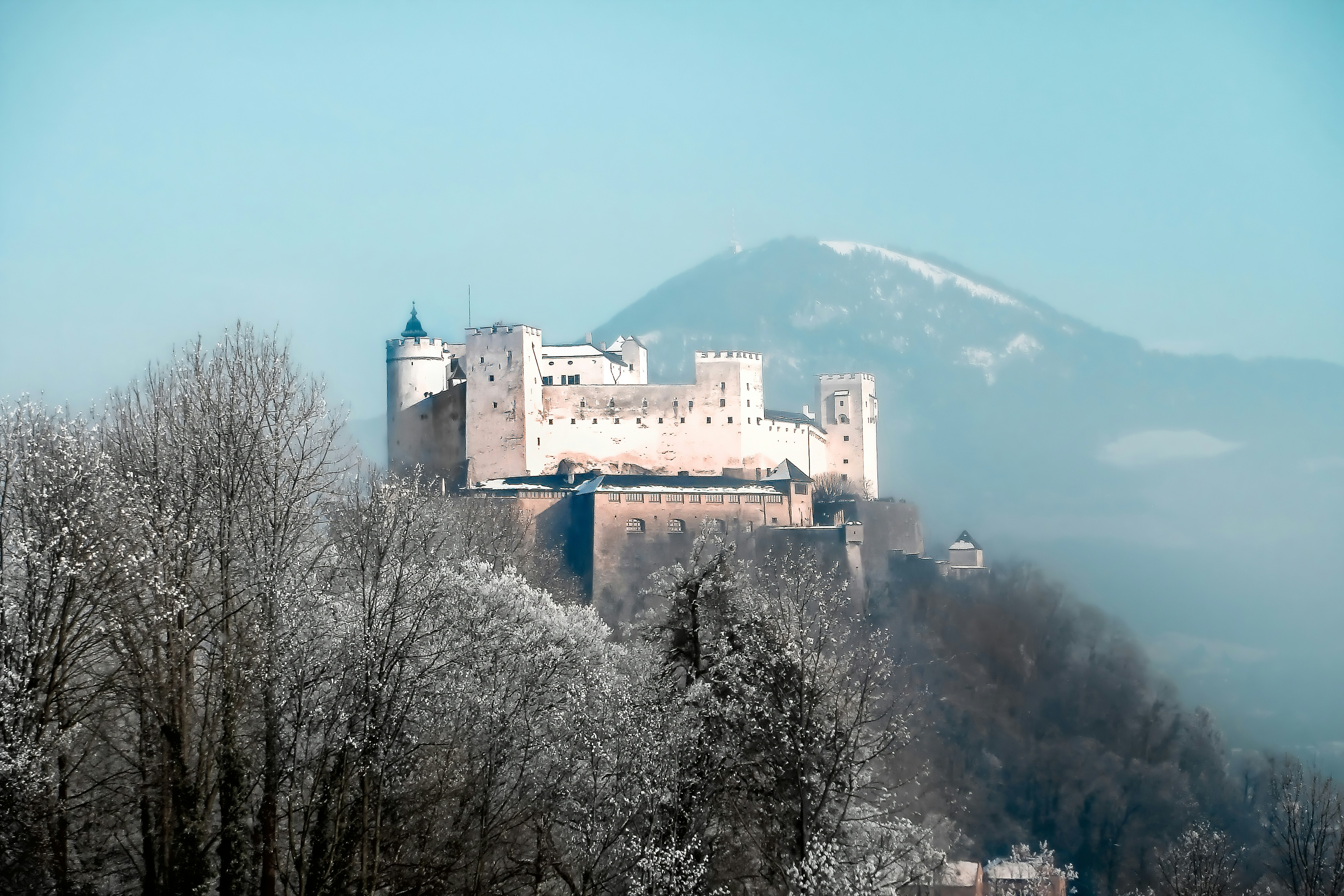 white castle on mountain